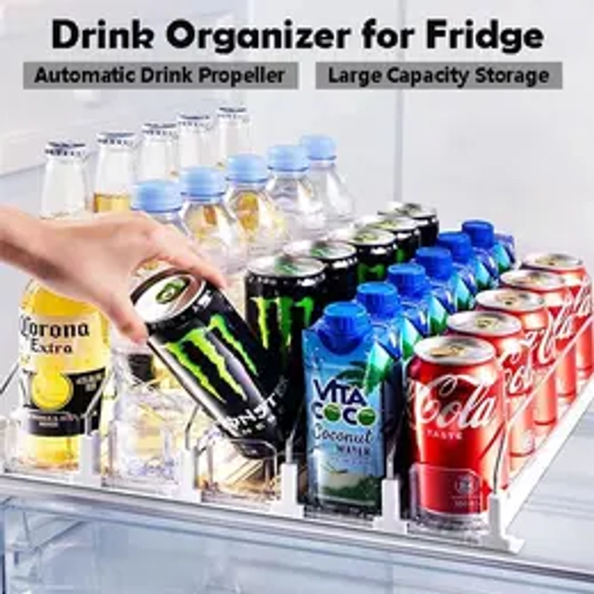 Drink Organizer for Fridge, Soda Can Dispenser for Refrigerator, Automatic Drink Dispenser for Fridge ,12oz 16oz 20oz-Soda Dispenser for Fridge(3 Rows/ 5 Rows)