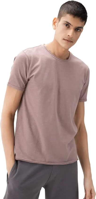 DAMENSCH Men’s Slim Fit Cotton-Elastane Blend Half Sleeve Casual T-shirt | Round Neck T-shirt : Amazon.in: Fashion