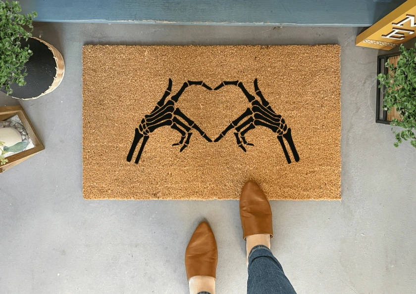 Skeleton Hands Heart Valentine's Day Doormat