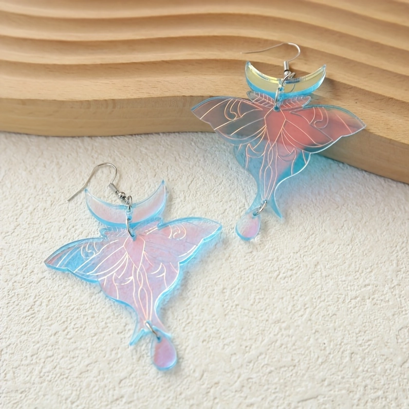 Acrylic Color Moth Earrings - Temu