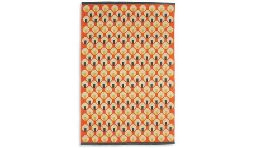 Habitat Octo Flatweave Cotton Rug - Orange - 120x180cm