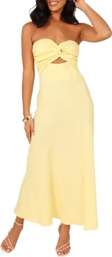 Petal & Pup Rosetta Cutout Cotton & Linen Strapless Dress | Nordstrom