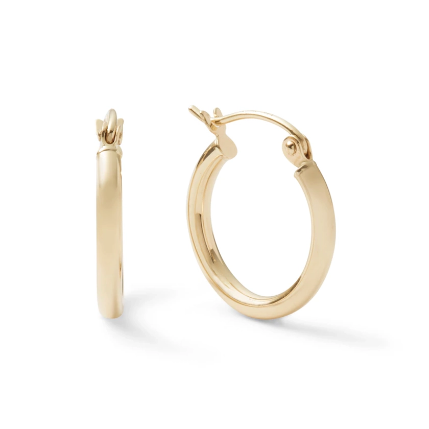 15mm Hoop Earrings in 14K Tube Hollow Gold|Banter