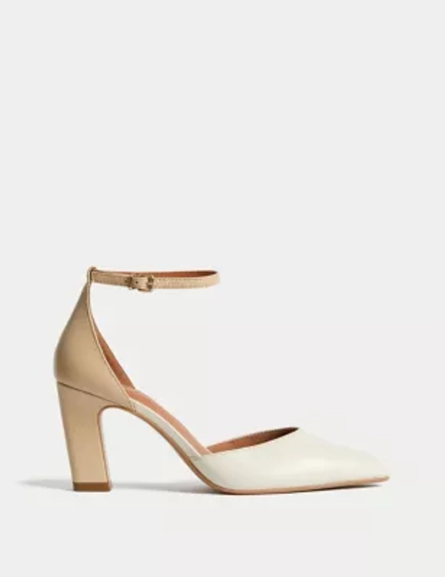 Buy Leather Ankle Strap Pointed Court Shoes | M&S Collection | M&S