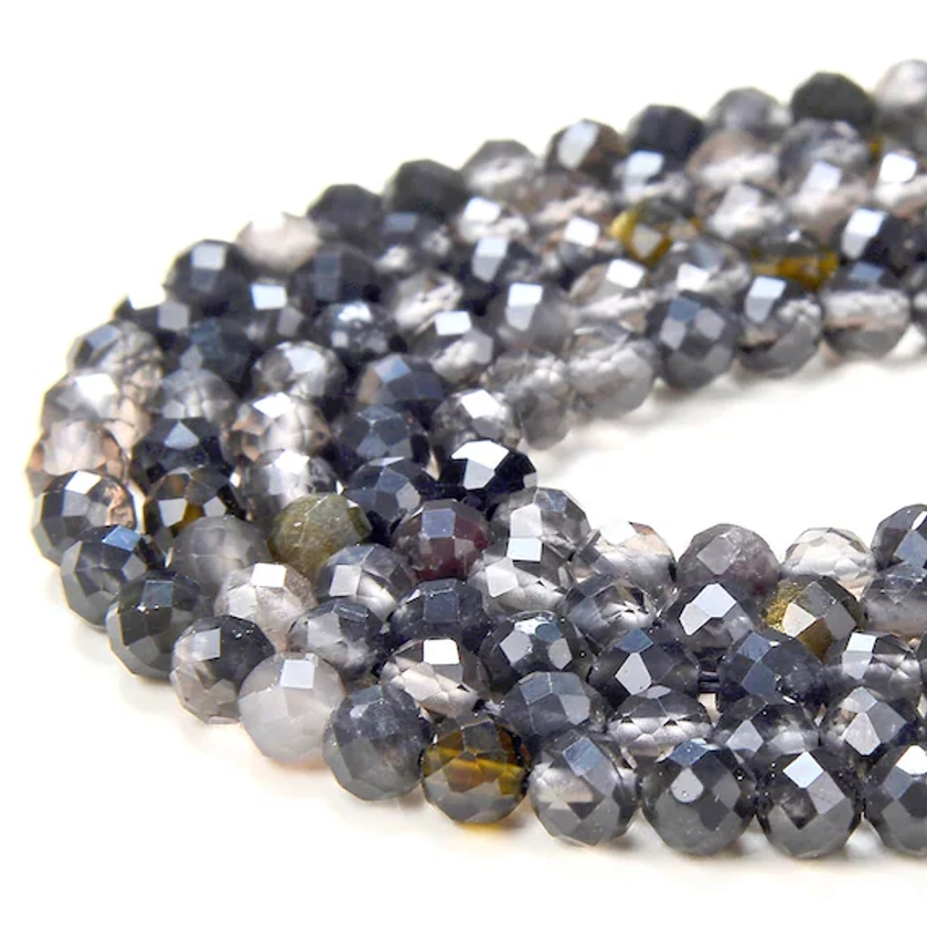 Natural Ice Obsidian Gemstone Grade AA Micro Faceted Round 2MM 4MM Loose Beads 15 inch Full Strand (P55)