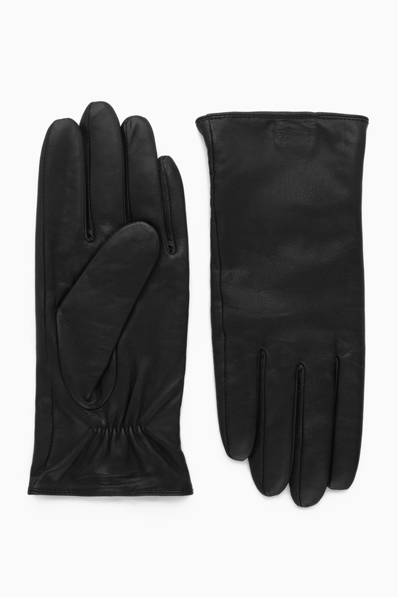 GANTS CUIR DOUBLÉS CACHEMIRE - NOIR - Gloves - COS