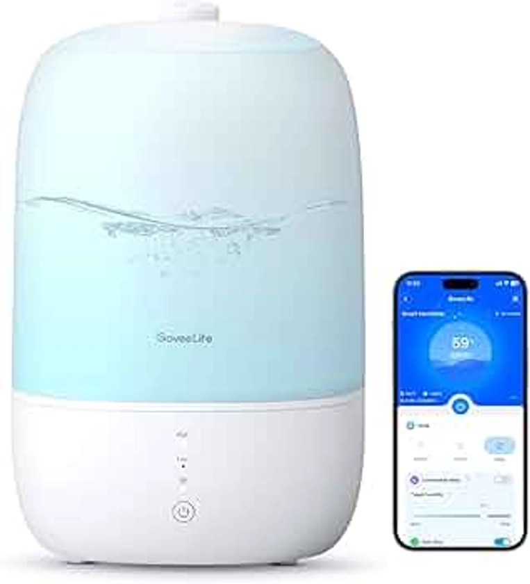 GoveeLife Smart Humidifiers for Bedroom, 3L Top Fill Cool Mist Humidifiers with Essential Oil Diffuser, Humidity Control, WiFi Air Humidifier with Night Light, for Baby, Plants, Home, Work with Alexa