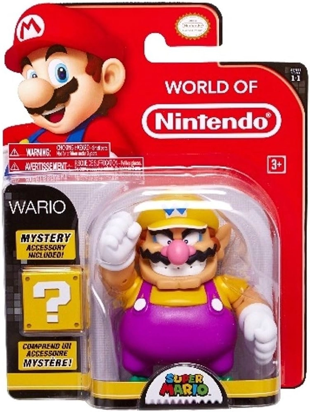 Amazon.com: Jakks Pacific World of Nintendo Super Mario Wario Action Figure, 4.25 Inches : Toys & Games