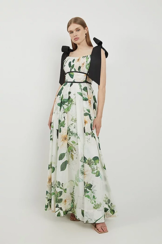 Lydia Millen Tall Floral Silk Cotton Woven Strappy Dress