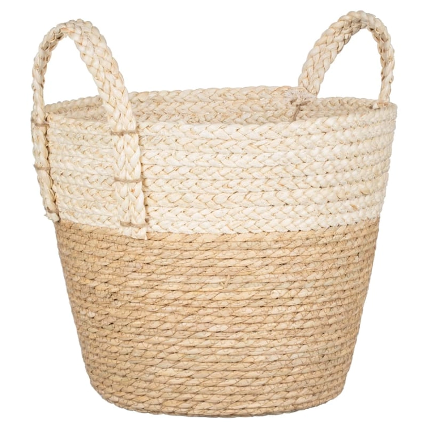 White Bottom 2 Tone Wicker Basket