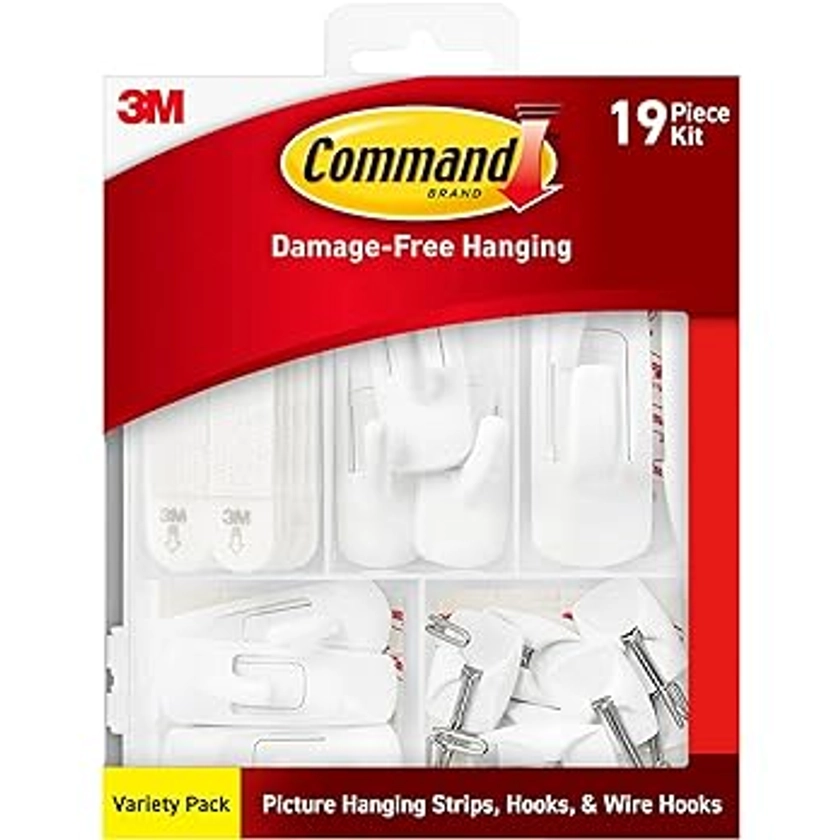 Amazon.com: Command Variety Pack, Picture Hanging Strips, Wire Hooks and Utility Hooks, Damage Free Hanging Variety Pack for Up to 19 Items, 1 Kit : Home & Kitchen
