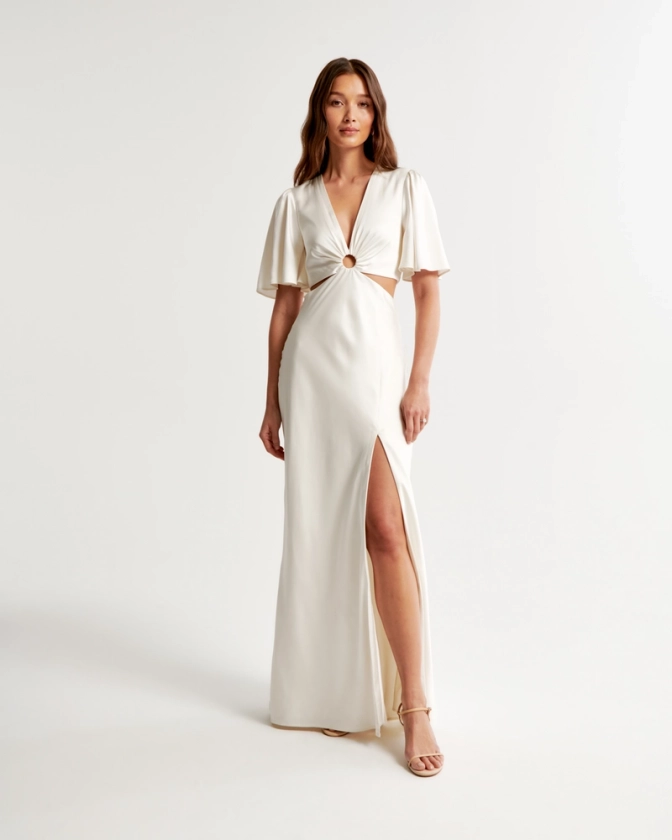 Women's Angel Sleeve O-Ring Cutout Maxi Dress | Women's Dresses & Jumpsuits | Abercrombie.com