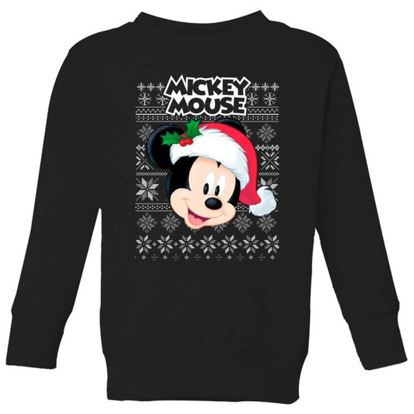 Disney Classic Mickey Mouse Kids Christmas Jumper - Black