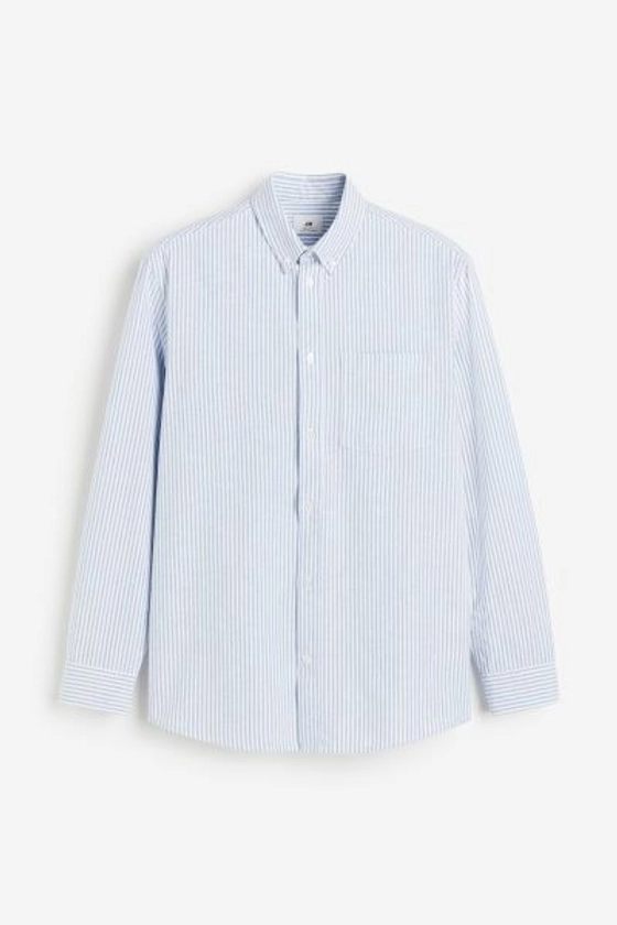 Chemise Oxford Regular Fit - Bleu clair/rayures blanches - HOMME | H&M FR