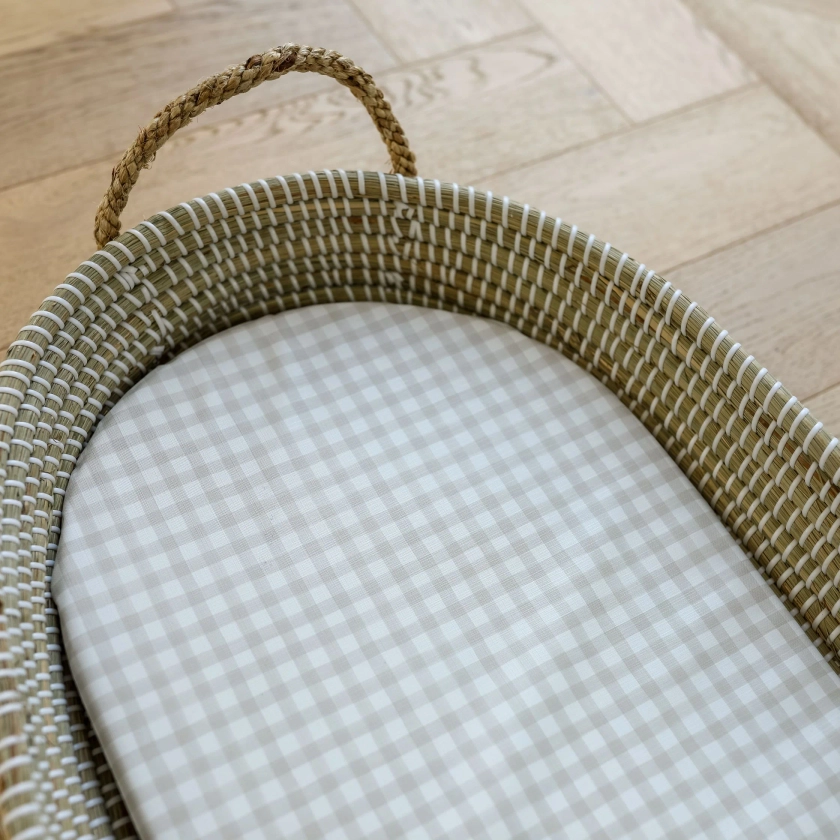 Mabel & Fox - Basket Changing Mat - Beige Gingham