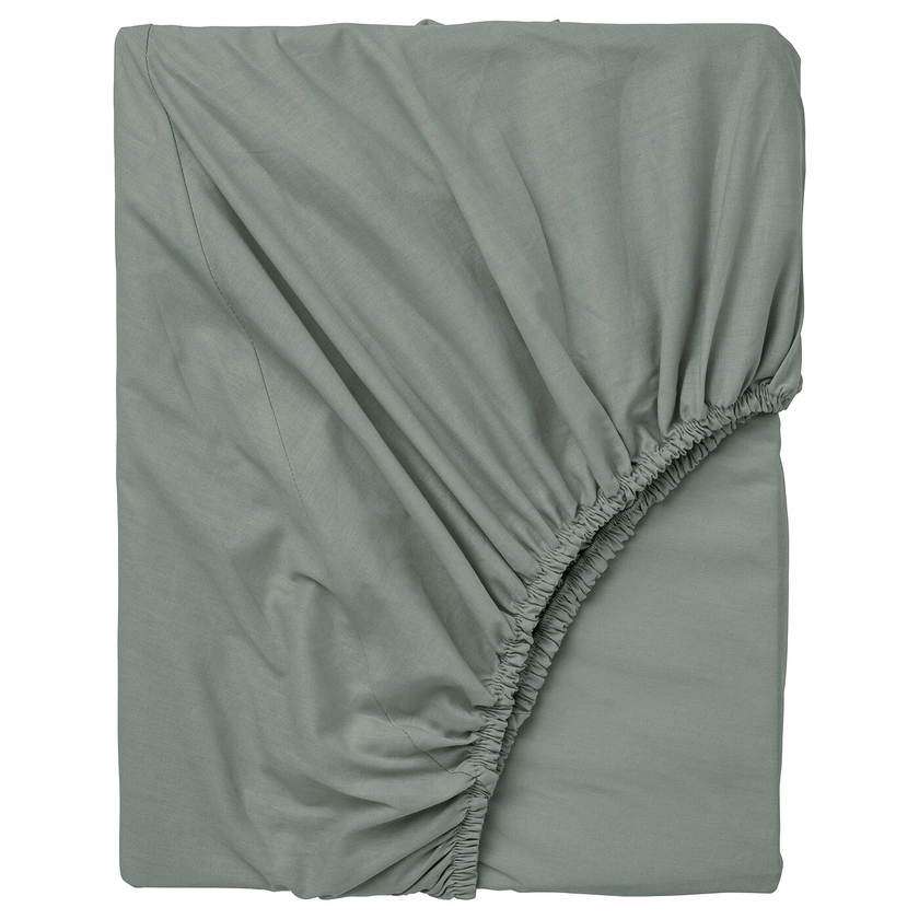 DVALA Drap housse - gris vert 90x200 cm