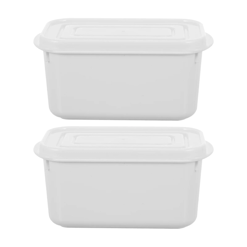 OUNONA 2pcs Butter Boxes Food Crisper Preservation Boxes Butter Storage Cases (White)