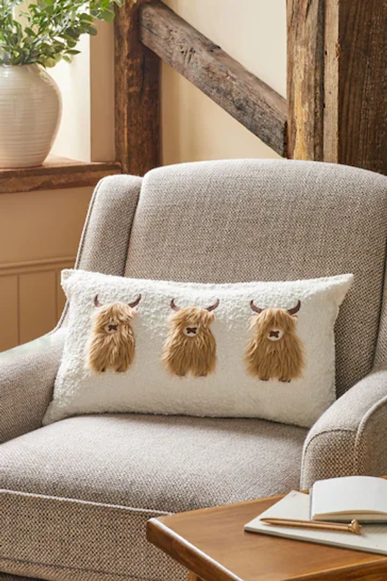 Natural Hamish The Highland Cow Trio 50 x 30cm Cushion