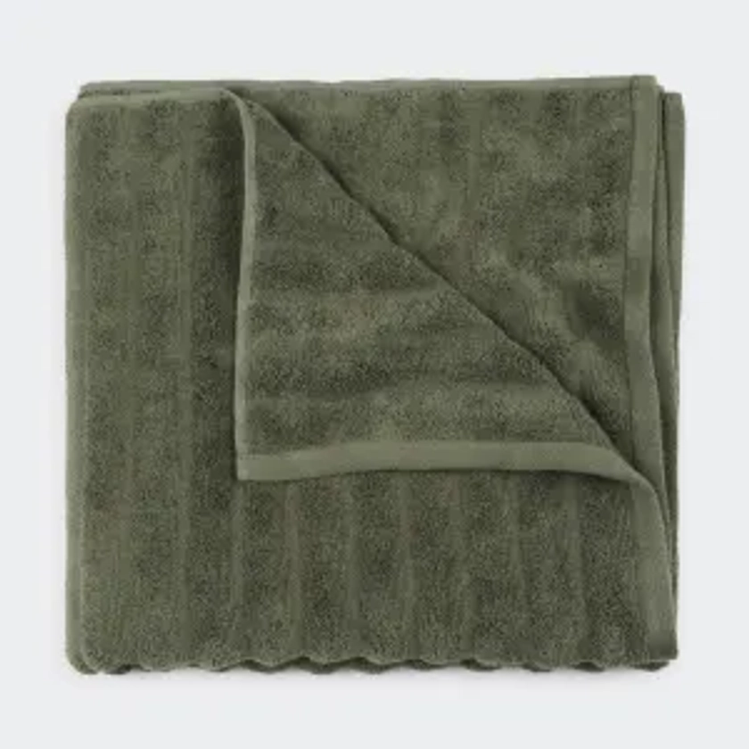 Thick Ribbed Australian Cotton Bath Sheet - Forest Green