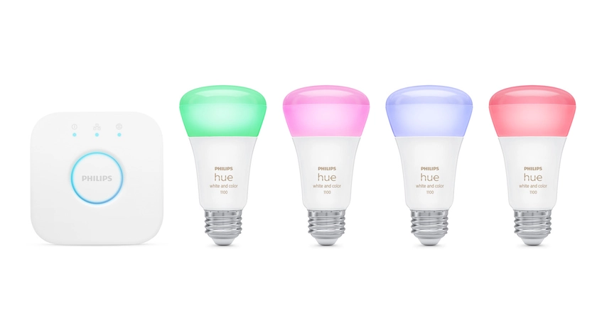 Philips Hue White and Color Ambiance A19 Bluetooth 75W Smart LED Starter Kit