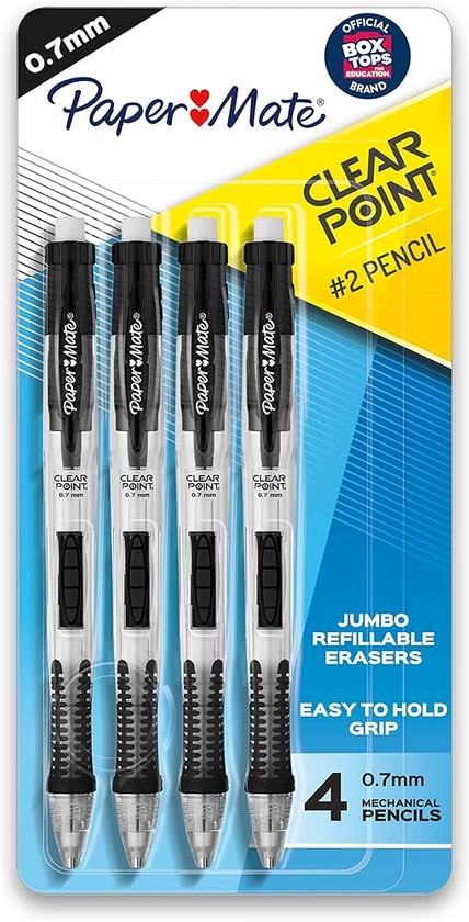 Amazon.com : Paper Mate Clearpoint Mechanical Pencils 0.7mm, HB #2 Pencil Set, Art Supplies, Teacher Supplies, Sketching Pencils, Drafting Pencils, College School Supplies, Black Barrels, 4 Count : Office Products