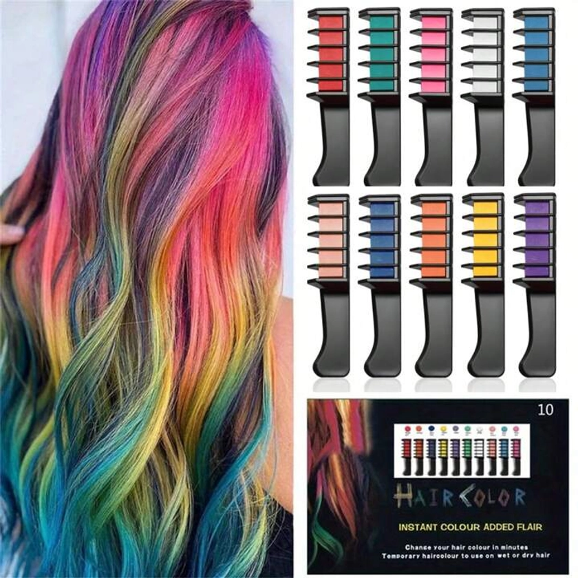 10 piezas Peine con tiza para el cabello multicolor, Peine con tiza para el cabello Y2K, Decoración para fiesta de cumpleaños, Halloween, Navidad