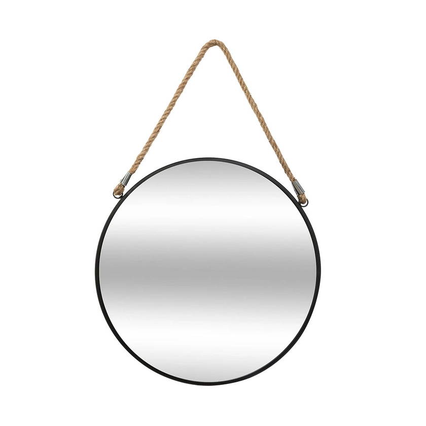 Miroir rond métal à suspendre avec corde D 37cm - Centrakor