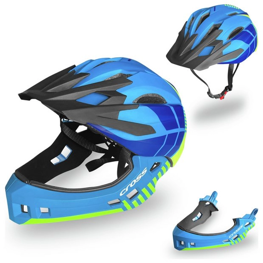 Buy Cross Unisex Mountain Bike Helmet - Yellow and Blue, 52-56cm | Bike helmets and safety pads | Argos