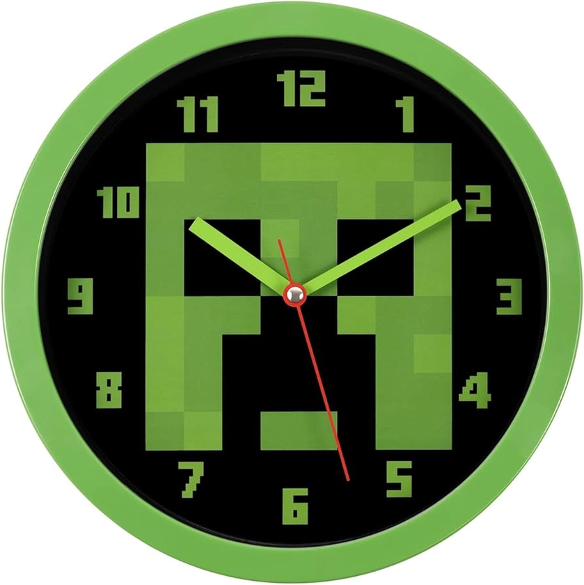 Minecraft Wall Clock, Green & Black, One Size