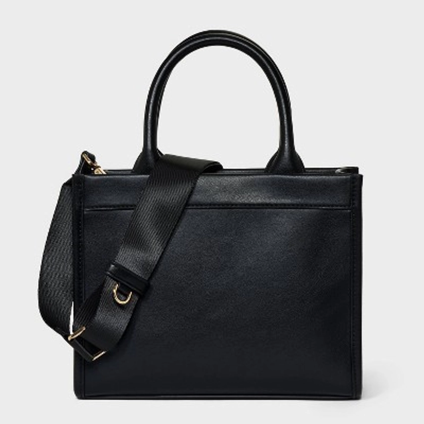 Small Boxy Tote Handbag - A New Day™ Black