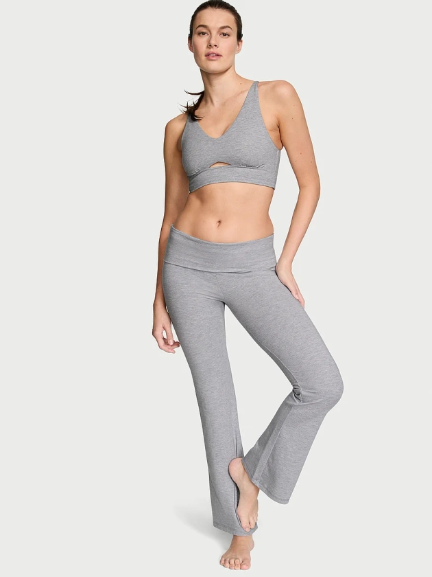Buy VS Cotton Yoga Foldover Flare Leggings - Order Bottoms online 5000007711 - Victoria's Secret US