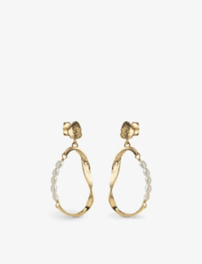 ENAMEL COPENHAGEN - Aloma small 18ct yellow gold-plated 925 sterling silver and freshwater pearl drop earrings | Selfridges.com