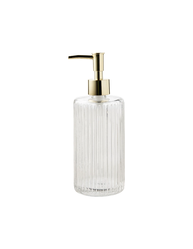 Distributeur à savon | Quartz/polypropylène. 7,5 x 20,5 cm. | Clear, Gold