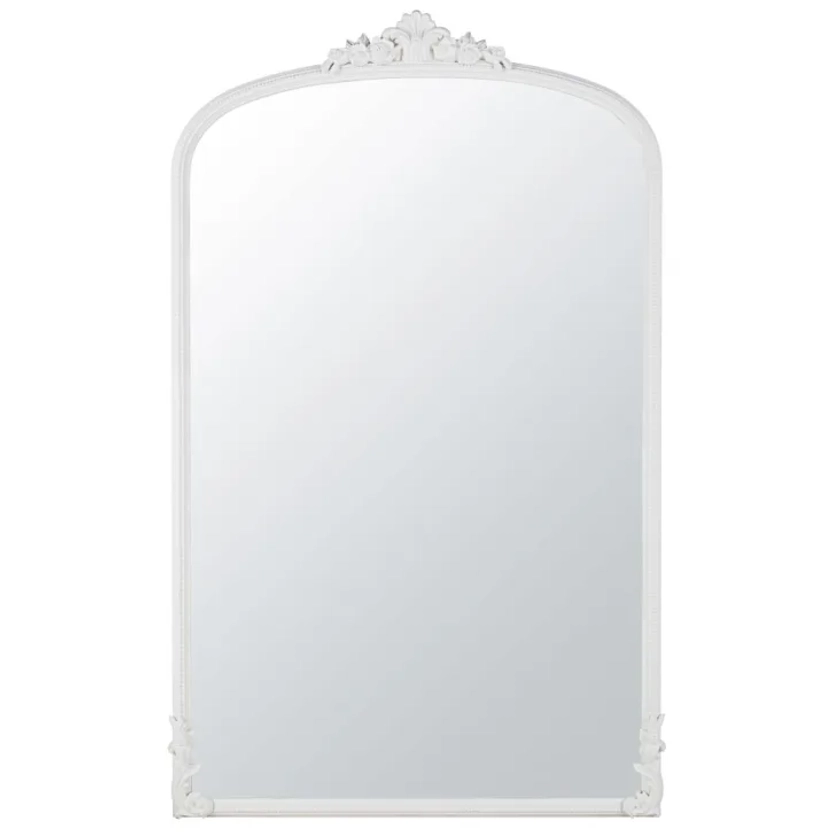 Grand miroir rectangulaire à moulures blanches 118x194