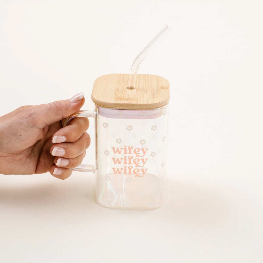 20 oz Square Glass Cup - Wifey