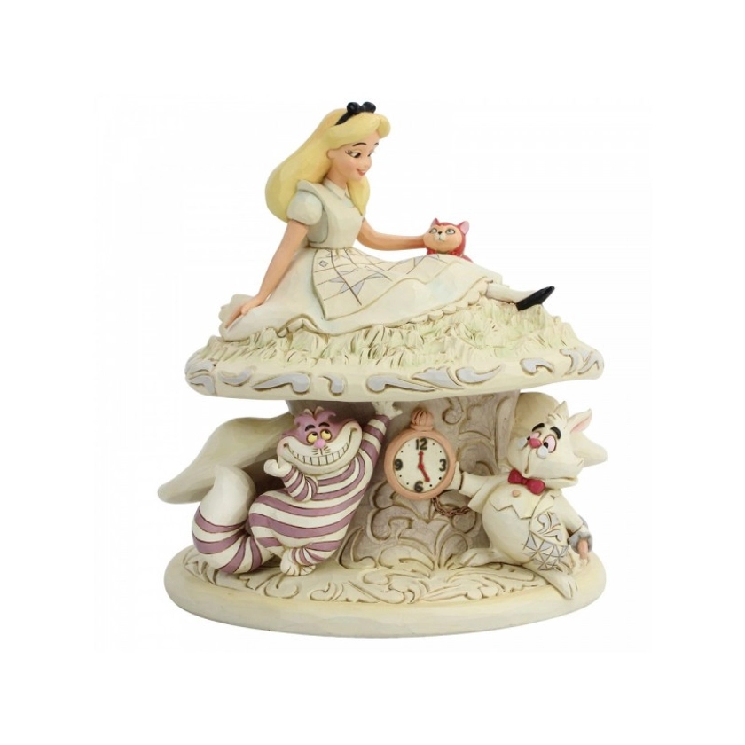 Alice sur champignon, résine White woodland by Jim Shore