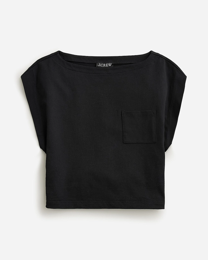 Boatneck muscle T-shirt in mariner cotton