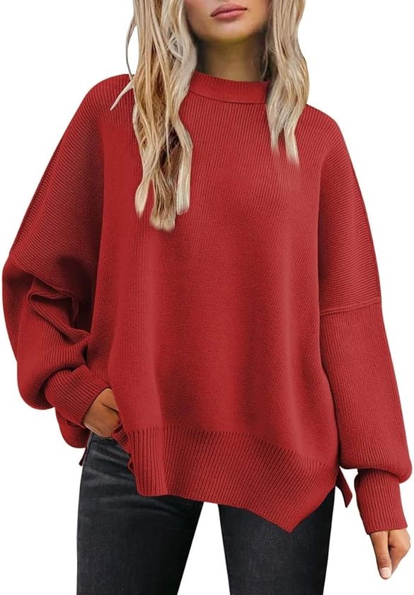 EFAN Women's Oversized Sweaters 2024 Fall Crewneck Batwing Sleeve Pullover Sweaters