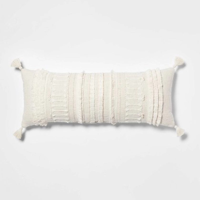 Oversized Oblong Woven Knotted Fringe Decorative Throw Pillow Natural - Threshold™