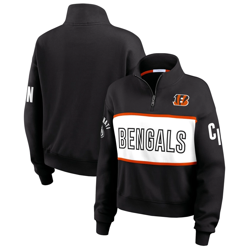 Cincinnati Bengals WEAR by Erin Andrews Women's Quarter-Zip Jacket - Black