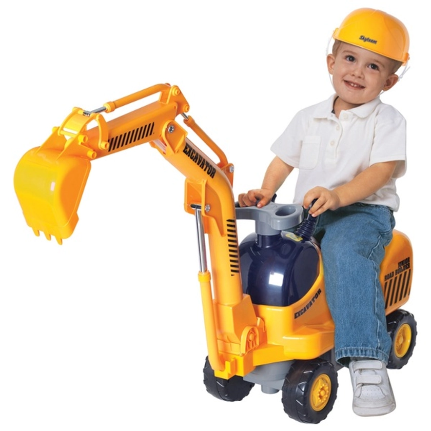 Micro Excavator Ride On and Hard Hat | Smyths Toys UK