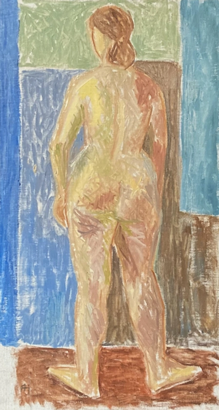 Bloomsbury Charleston Style Oil Painting Nude Figure | Vinterior