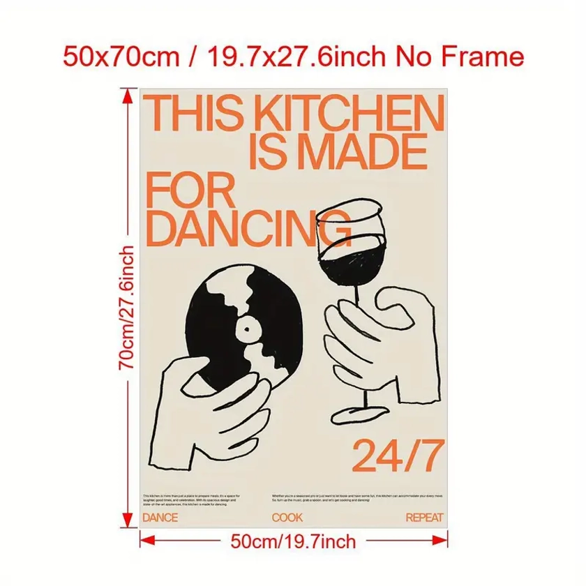 1 Toile Cadre Affiche Cuisine Peinture "this Kitchen Is - Temu France