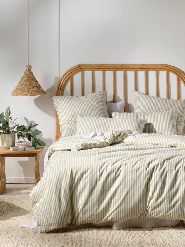 Classic Stripe Pebble Quilt Cover Set