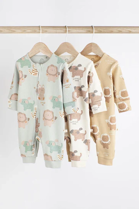 Green Baby Cotton Sleepsuits 3 Pack (0mths-3yrs)