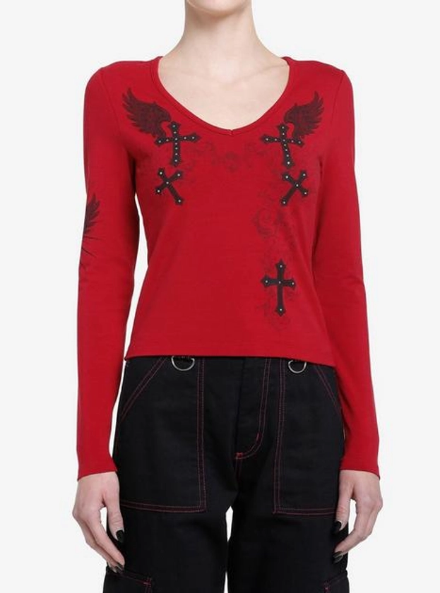 Social Collision Punk Gothic Cross Girls Long-Sleeve Top | Hot Topic