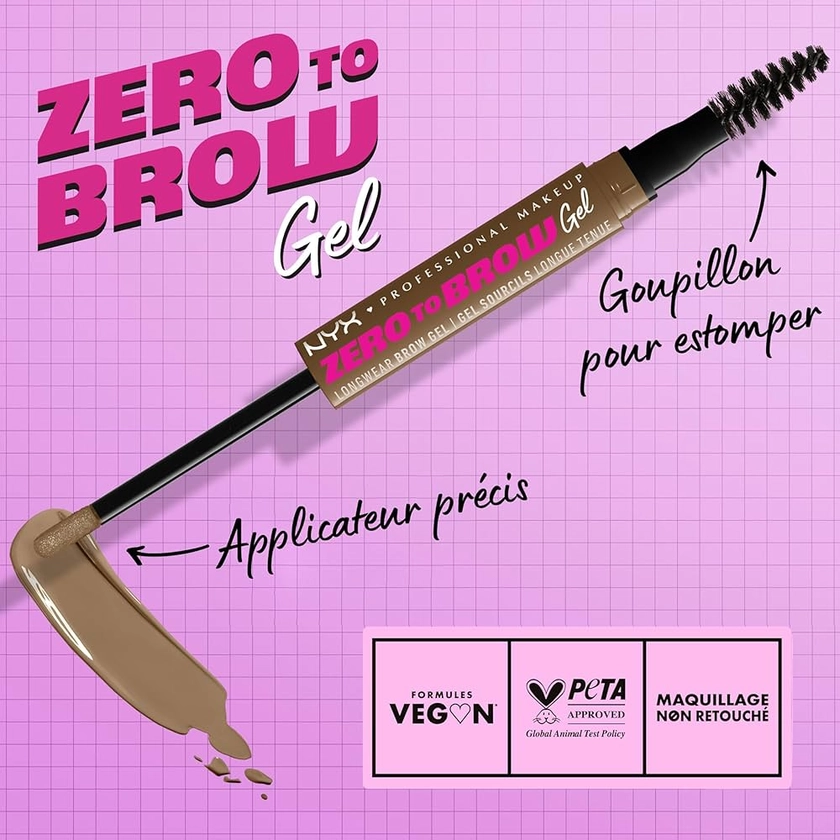 NYX Professional Makeup Gel à Sourcils Teinté Zero To Brow, Jusqu'à 2 Jours de Tenue, Sans Transfert ni Tache, Teinte : Espresso (07)