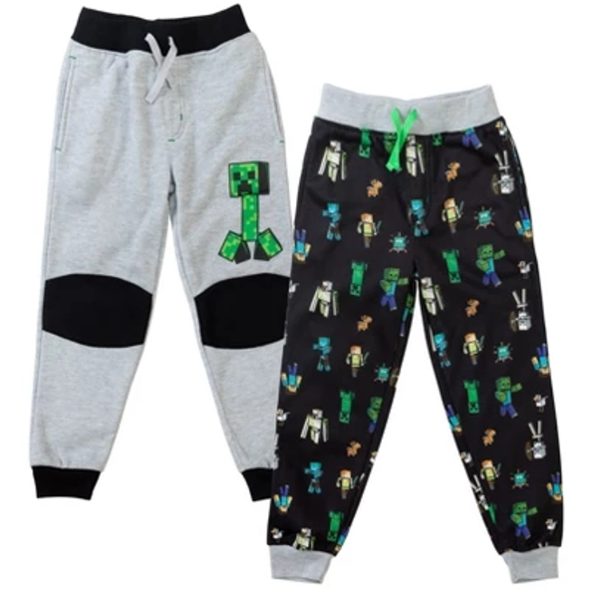 Minecraft Mobs Creeper Alex Little Boys Fleece 2 Pack Jogger Pants Grey / Black 6