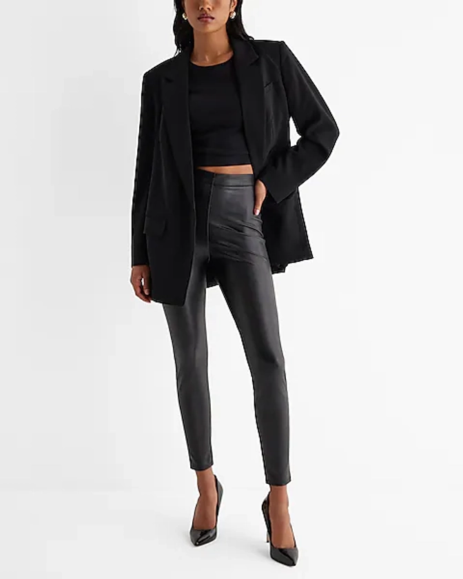 Super High Waisted Faux Leather Leggings