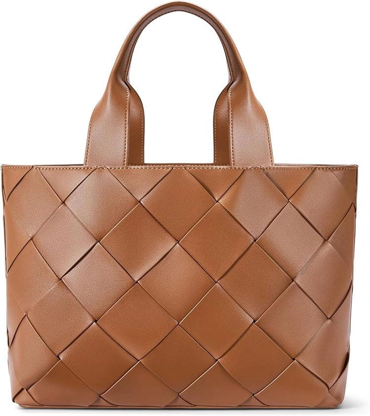 Amazon.com: BOSTANTEN Woven Tote Bag for Women Top Handle Purses and Handbags Shoulder Purse With Zipper Brown : Clothing, Shoes & Jewelry